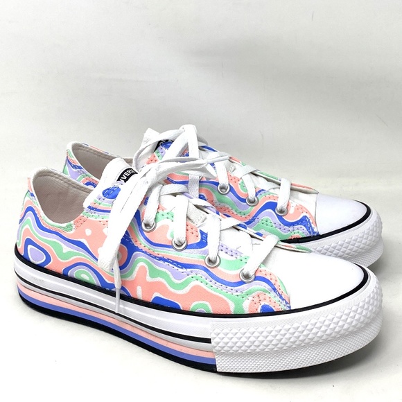 Converse CTAS Lift Platform Low Top Multi Women Kids Canvas Size Sneaker A01018F - Picture 2 of 9